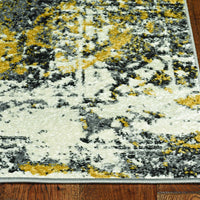 5'x8' Distressed Grey Gold Machine Woven Traditional Area Rug