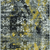 5'x8' Distressed Grey Gold Machine Woven Traditional Area Rug