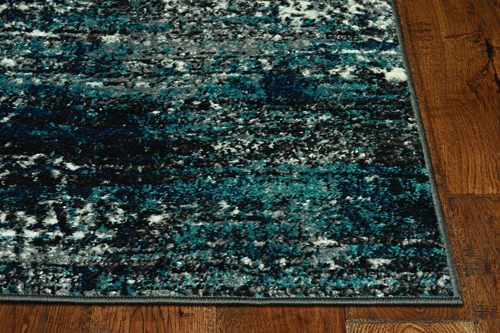 8'x11' Grey Blue Machine Woven Abstract Industrial Style Indoor Area Rug