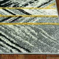 8' x 11' Grey Geometric Lines Area Rug