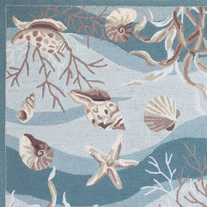 5'x8' Seafoam Green Hand Hooked Coastal Indoor Area Rug