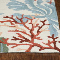 2'x3' Ivory Hand Hooked Bordered Coastal Reef Indoor Accent Rug