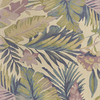 3' x 5' Pastel Tropical Leaves Wool Indoor Area Rug