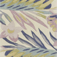 3' x 5' Pastel Tropical Leaves Wool Indoor Area Rug