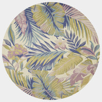 3' x 5' Pastel Tropical Leaves Wool Indoor Area Rug