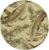 8' Ivory Hand Tufted Tropical Leaves Round Indoor Area Rug