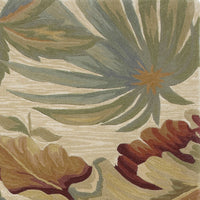 3' x 5' Ivory Tropical Leaves Wool Indoor Area Rug