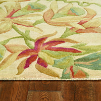 3' x 5' Ivory Tropical Leaves Wool Indoor Area Rug