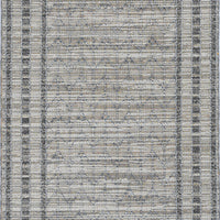 7'x9' Grey Machine Woven UV Treated Bordered Chevron Indoor Outdoor Area Rug