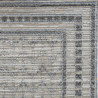 7'x9' Grey Machine Woven UV Treated Bordered Chevron Indoor Outdoor Area Rug