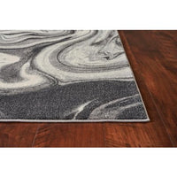 8'x10' Grey Blue Machine Woven Abstract Marble Indoor Area Rug