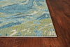 3' x 5' Teal Abstract Waves Area Rug