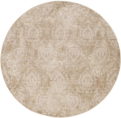 7' Round Sand Vintage Medallion Indoor Rug