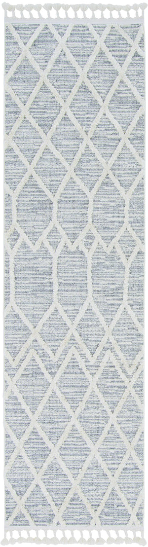 9'x13' Ivory Grey Machine Woven Geometric Indoor Area Rug