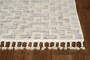 8' Ivory Grey Geometric Polyester Runner Rug