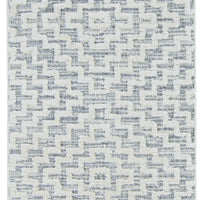 3' x 5' Ivory Grey Zigzag Diamonds Area Rug with Fringe