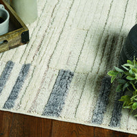 3' x 5' Ivory Grey Gradient Area Rug with Fringe