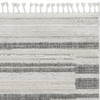 94" X 130" Ivory Grey Polyester Rug