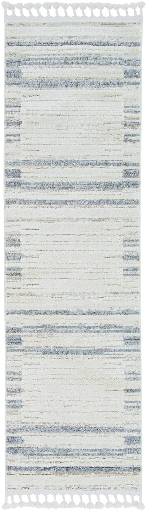 94" X 130" Ivory Grey Polyester Rug