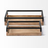 Set of 2 Natural Finish with Black Nesting Wood Accent Trays