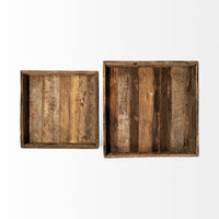 Set of 2 Natural Finish Wood Nesting Trays