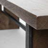 Rectangular Indian Mango Wood-Brown Tone Finish W- Metal Cladding On The Base Dining Bench