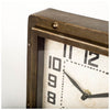 Square Bronze Toned Metal Desk Table Clock with Traditional Black Numbers and Hands