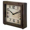 Square Bronze Toned Metal Desk Table Clock with Traditional Black Numbers and Hands