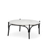 36" Round White Marble Top Black and Metal Base Coffee Table