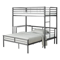 Twin Full Size Grey Metal with Desk Bunk Bed