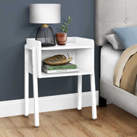 23" Rectangular White Accent Table with White Metal Legs