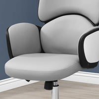 Grey Leather Look High Back Executive Office Chair