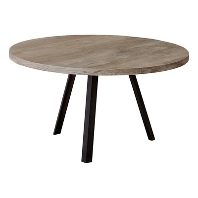 Round Taupe Reclaimed Wood with Black Metal Coffee Table