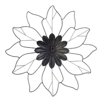 White Speckle Metal Flower and Silhohette Leaves Wall Decor