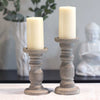 Rustic Gray Wash Wooden Candle Holder