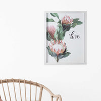 Pink Printed Flowers with Distressed White Frame