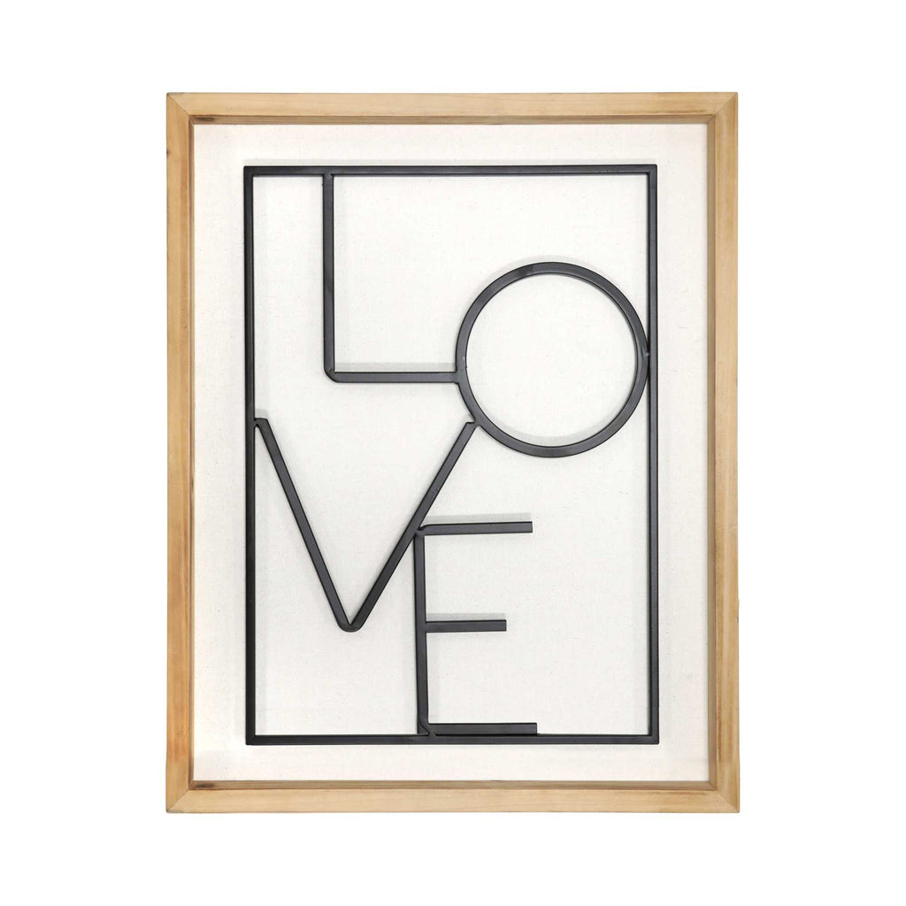 Metal LOVE on White Framed Wall Art