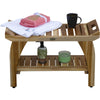 Rectangular Teak Shower Bench with Handles in Natural Finish