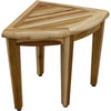 16" Compact Teak Corner Shower Stool with Shelf in Natural Finish