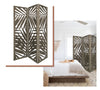 3 Panel Grey Room Divider with Tropical leaf