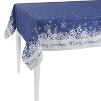84" Merry Christmas Printed Rectangle Tablecloth in Polyeste Blue