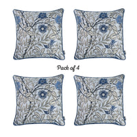 Set of 4 17" Jacquard Leaf Throw Pillow Cover in Blue