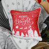 Set of 2 18" Christmas Merry Bright Throw Pillow Cover in Multicolor