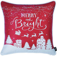 Set of 2 18" Christmas Merry Bright Throw Pillow Cover in Multicolor