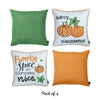 Set of 4 18" Fall Pumpkin Spice Harvest Throw Pillow Cover in Multicolor