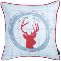 Set of 4 18" Winter Deer Throw Pillow Cover in Multicolor