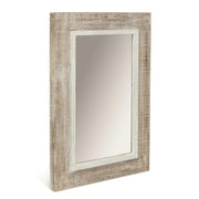 Rectangular Rustic White Wash Finish Wall Mirror