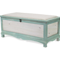 Rectangular Green Wooden with seat Cushion and inside Storage Bench