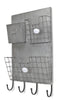 Gray Metal Organizer with 3 Storage Pockets and 4 bottom Hooks