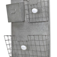 Gray Metal Organizer with 3 Storage Pockets and 4 bottom Hooks